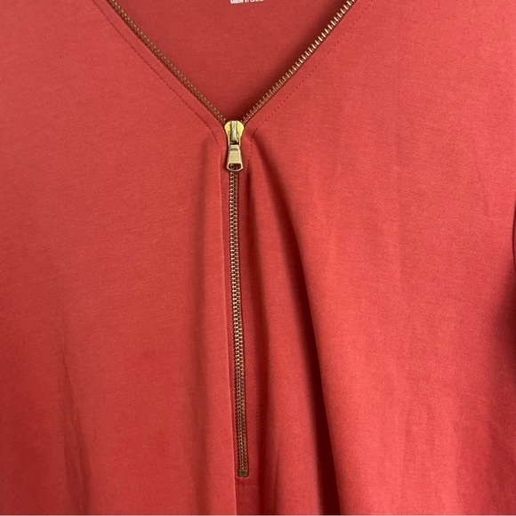 Soft Surroundings Nadia Zipper Tunic Orange Rust Modal Split Back Minimalist XL - Picture 3 of 13